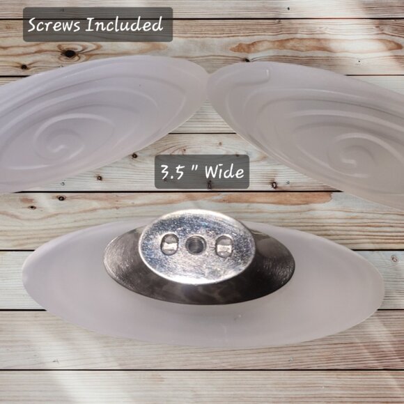 Set of 3 - Frosted White Spiral Oblong Drawer Pulls Cabinet Knobs 3.5" Acrylic - Picture 2 of 3